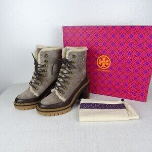 TORY BURCH Miller Shearling Lug Sole Ankle Boots 95MM Suede Leather 6.5 NIB